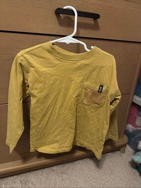 Zara Mustard Long-Sleeve Tee with Textured Chest Pocket